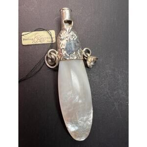 Vintage REO 925 Sterling Mother of Pearl Whistle Pendant Dead Stock